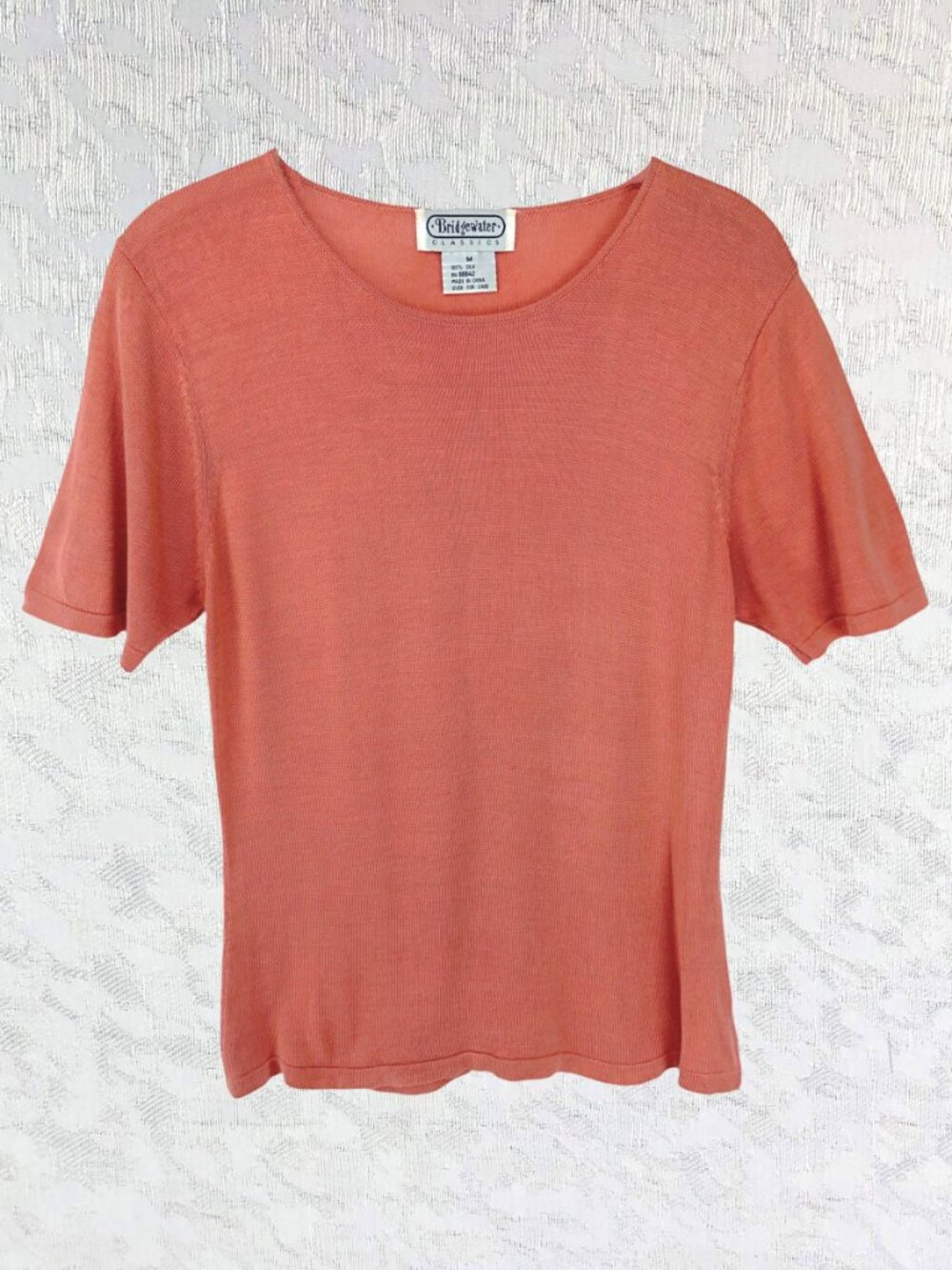 Bridgewater Classics Rust Color 100% Silk Pullover Short Sleeve Top Size M